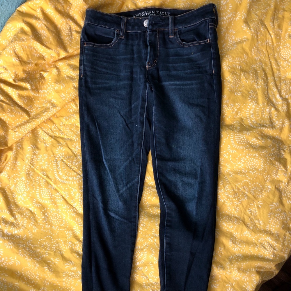 Dark blue wash skinny jeans American eagle